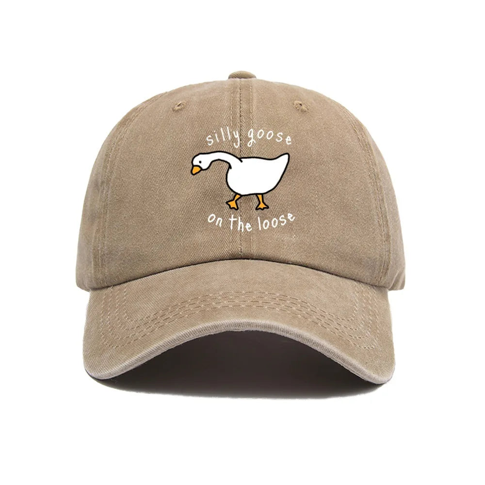 Big Goose Print Soft Top Baseball Cap