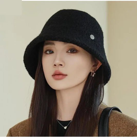 Wide Brim Wool Bucket Hat