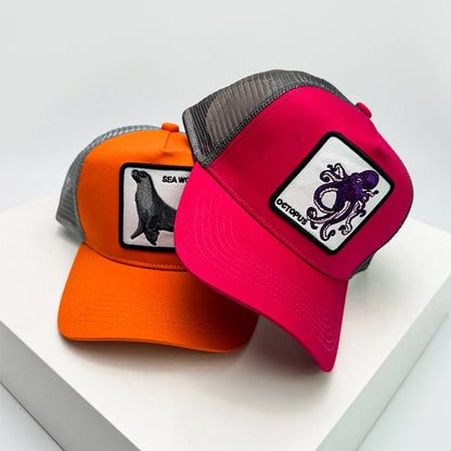 Color Block Cartoon Marine Animal Snapback Cap