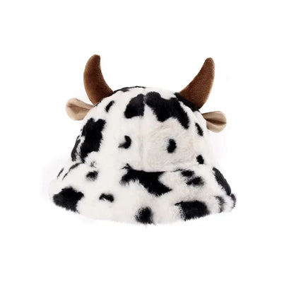 Cow Horn Pattern Plush Winter Fisherman Hat