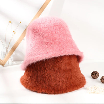 Angora Fluffy Autumn Winter Bucket Hat