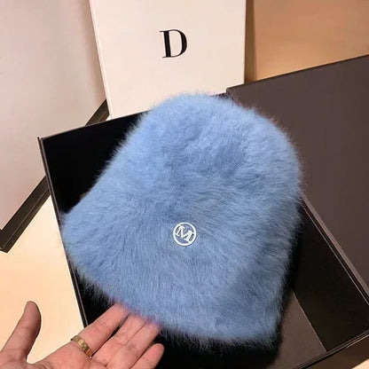 Cute Fleece Solid Color Winter Bucket Hat