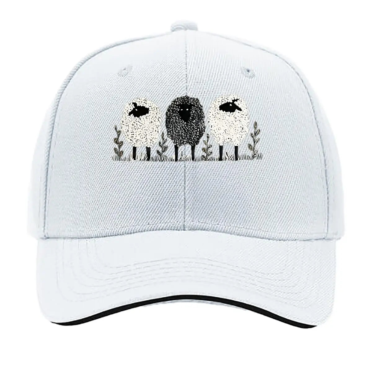 Vintage Three Lambs Print Adjustable Baseball Cap