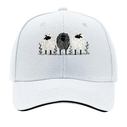 Vintage Three Lambs Print Adjustable Baseball Cap