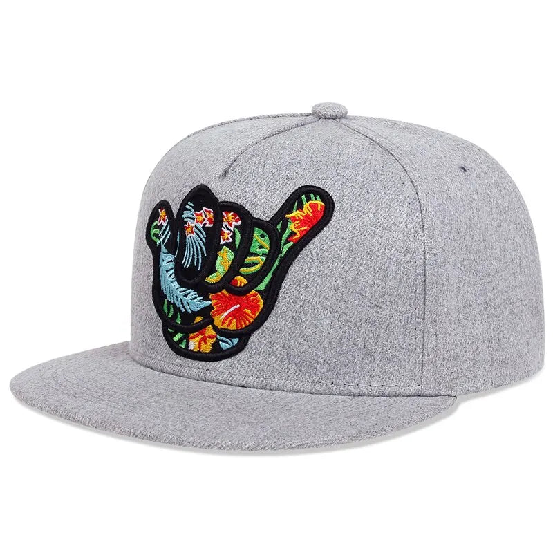 Colorful Fingers Embroidery Snapback Cap