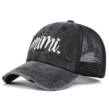 Unisex Mimi Gigi Embroidery Wash Baseball Net Caps