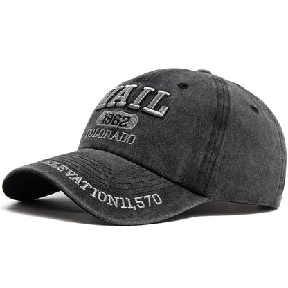 VAIL Letter Embroidered Cotton Soft Top Baseball Cap