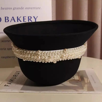 French Retro Pearl Elegant Winter Bucket Hat