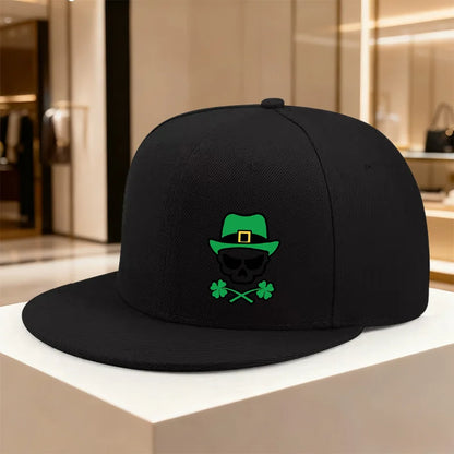 Skull Leprechaun Shamrock Print Casual Snapback Cap