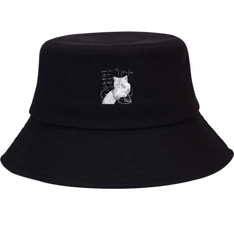 Contemplative Kitten Wide Brim Breathable Beach Bucket Hat