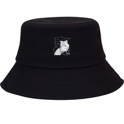 Contemplative Kitten Wide Brim Breathable Beach Bucket Hat