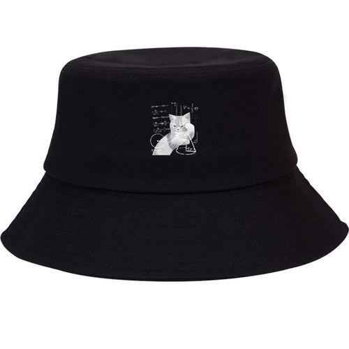Contemplative Kitten Wide Brim Breathable Beach Bucket Hat