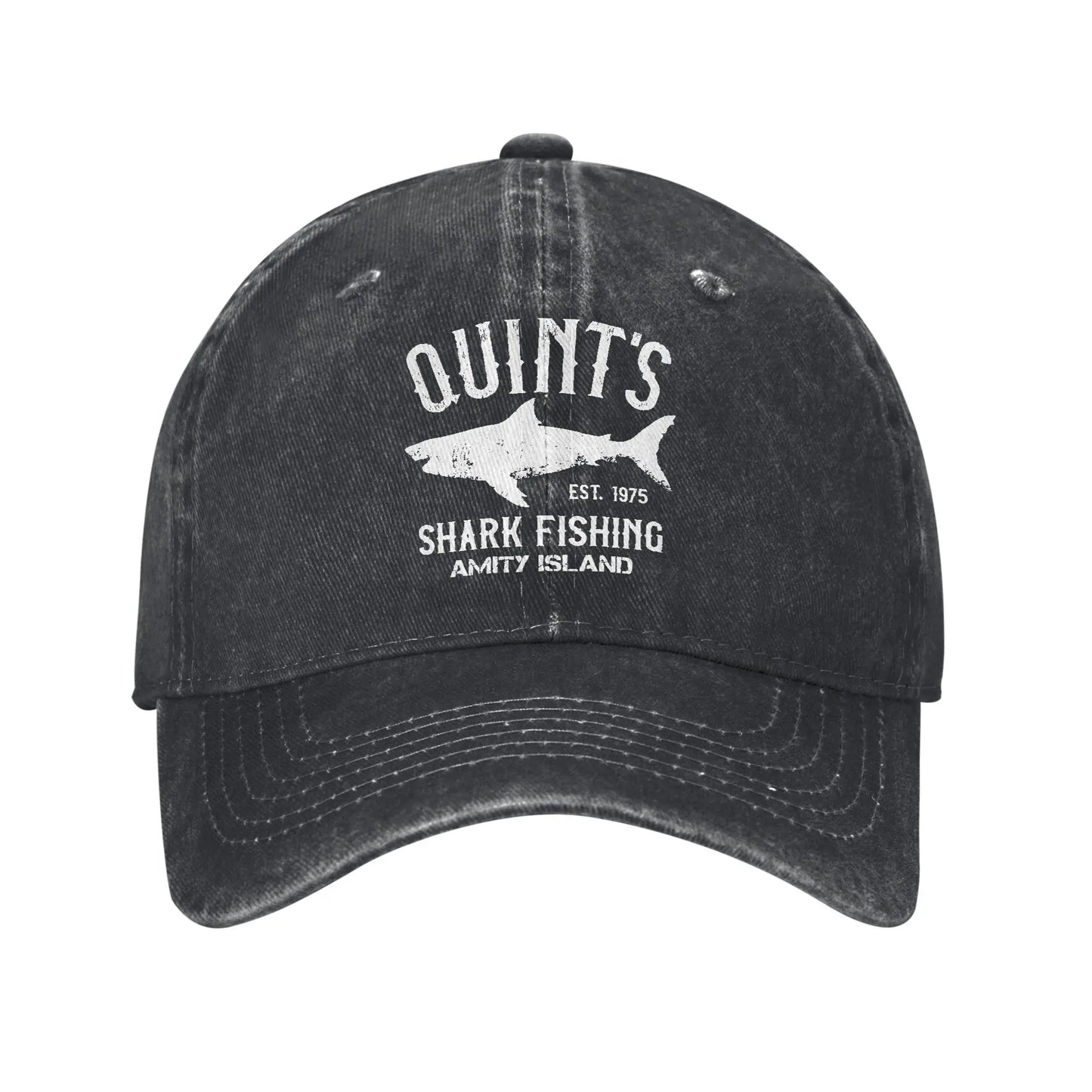 Quint Shark Distressed Washed Jaws Summer Baseball Cap