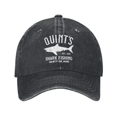 Quint Shark Distressed Washed Jaws Summer Baseball Cap