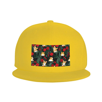 Corgi Dog Garden Scene Breathable Snapback Cap