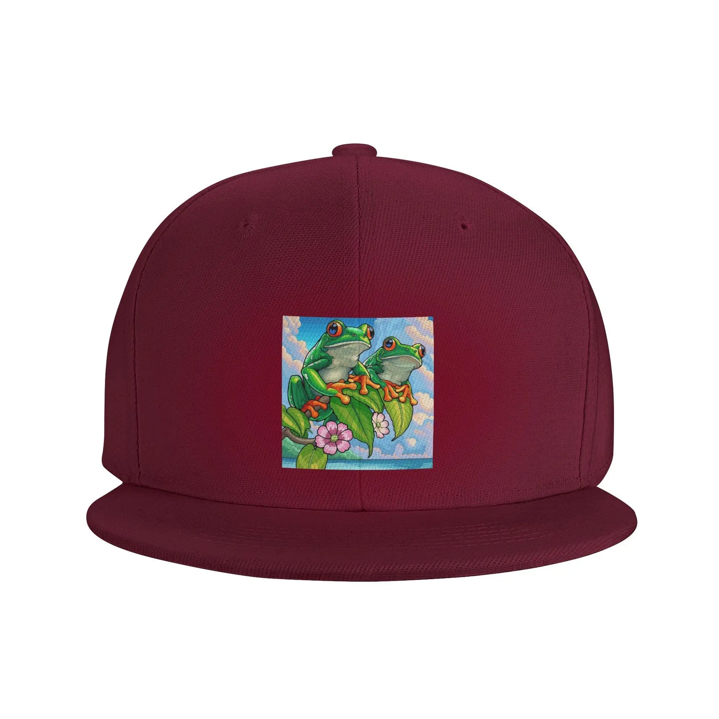 Cartoon Jungle Frogs Pattern Breathable Snapback Cap