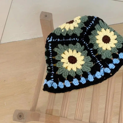 Summer Sunproof Crochet Flower Fisherman Bucket Hat