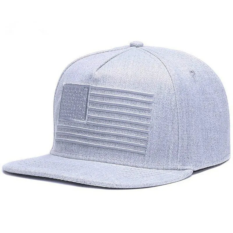 American Flag Embroidery Snapback Cap