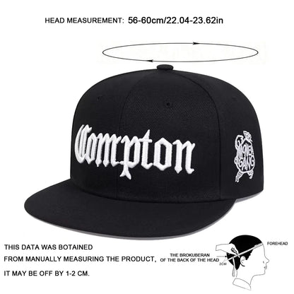 Unisex Compton Embroidery Hip Hop Snapback Cap