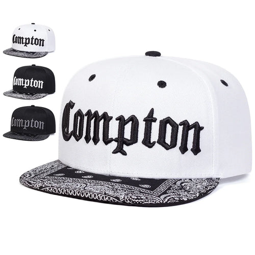 COMPTON Letter Embroidered Hip Hop Snapback Cap
