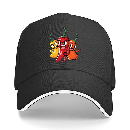Colorful Cartoon Chili Vinyl Sticker Hip Hop Sandwich Baseball Cap