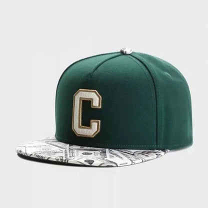 C Letter Embroidered Snapback Cap