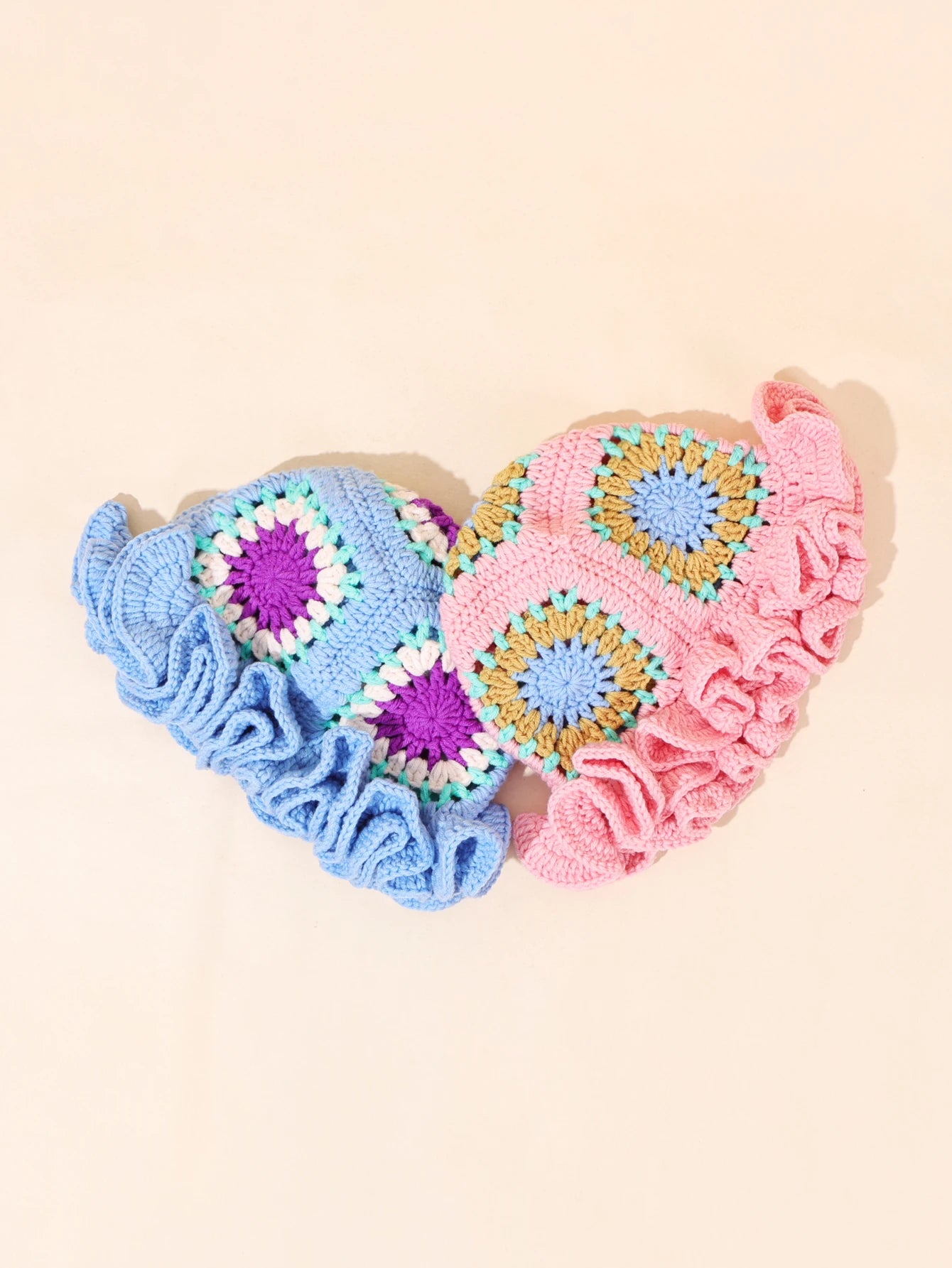 Retro Flower Patchwork Crochet Bucket Hat