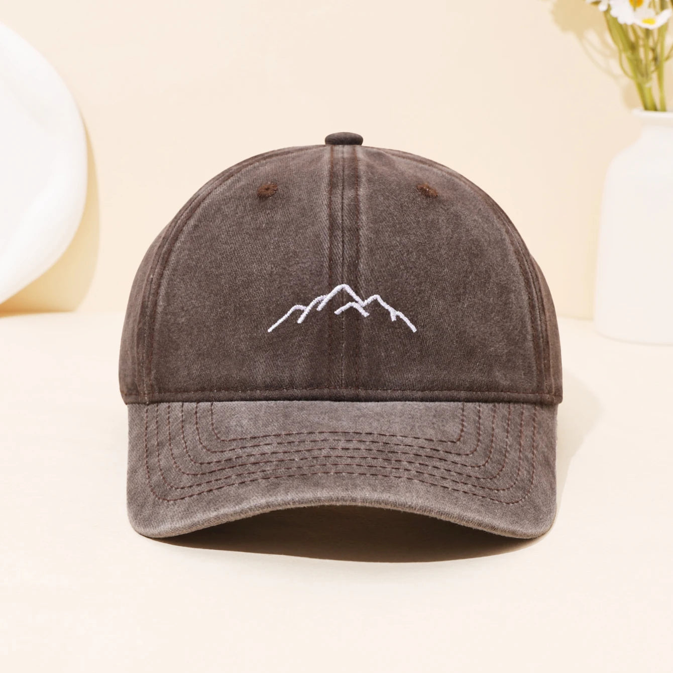 Retro Washed Mountain Embroidered Duckbill Cap