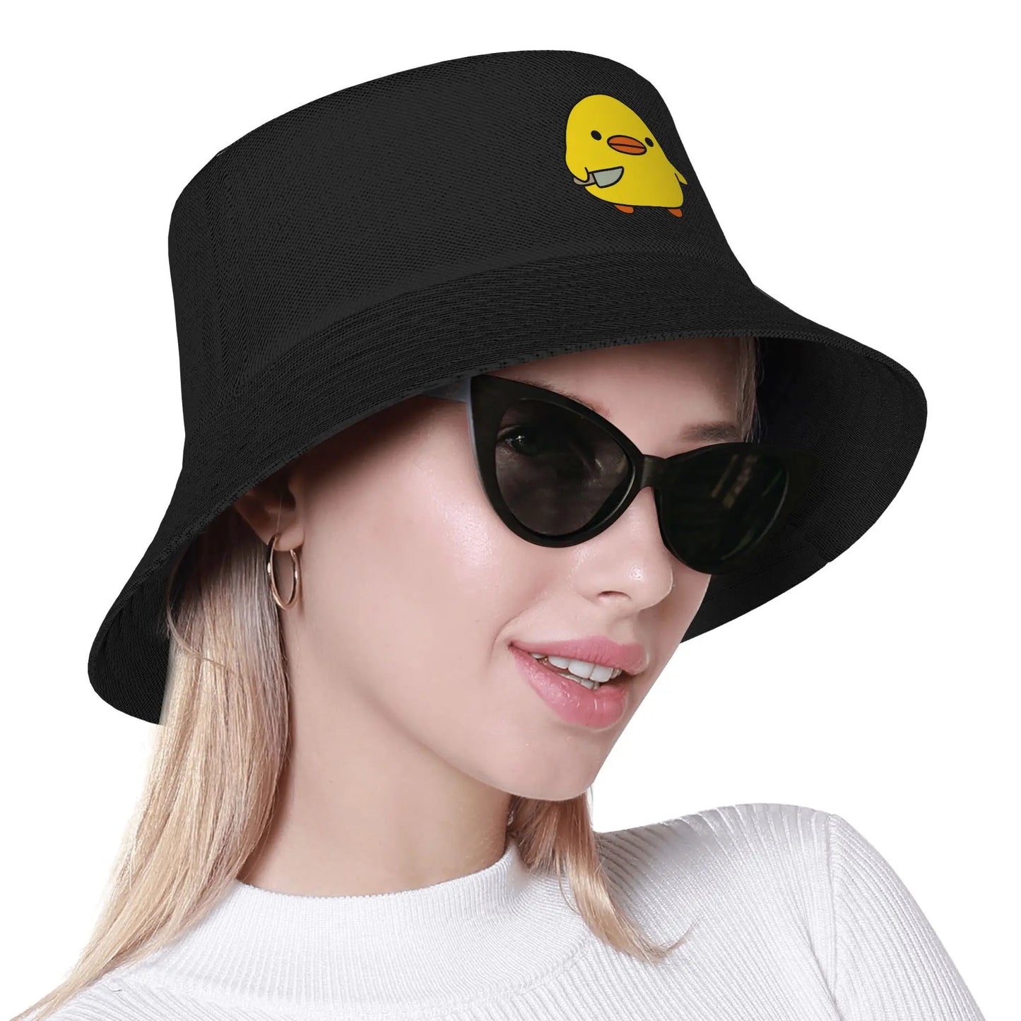 Kawaii Duck With Knife Outdoor Bucket Hat