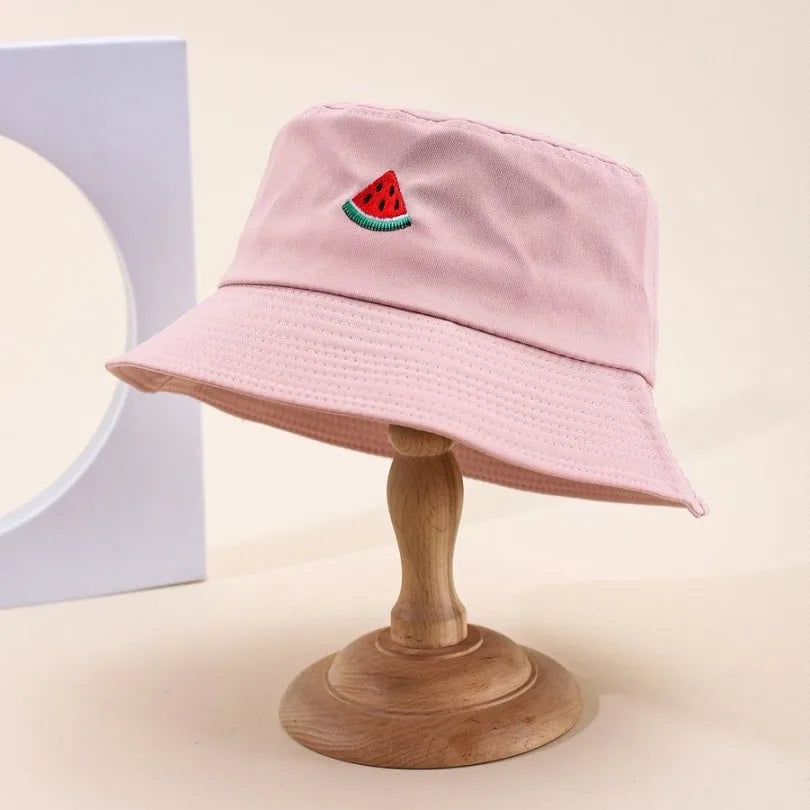 Embroidered Watermelon Pattern Foldable Bucket Hat
