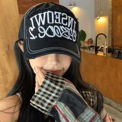 Retro Embroidered Letter Cotton Baseball Cap