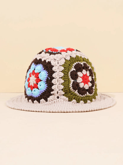 Hand Woven Colorful Flower Bucket Hat