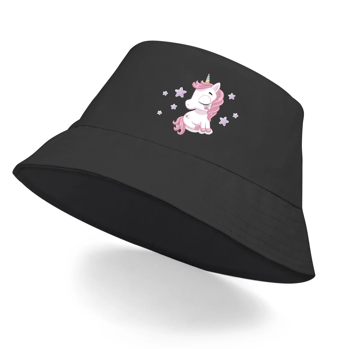 Pink Cartoon Unicorn Print Trendy Bucket Hat