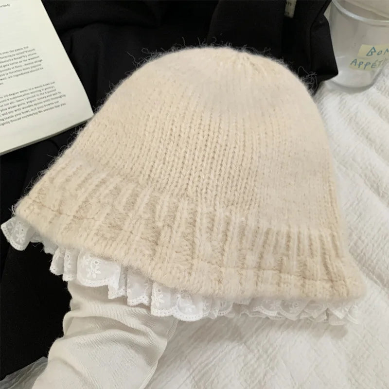 Korean Lace Knit Cute Bucket Hat