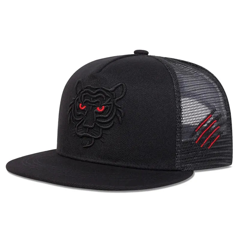 Unisex Tiger Embroidery Hip-hop Net Hats