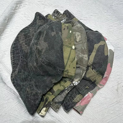 Washed Cotton Camouflage Outdoor Fisherman Bucket Hat