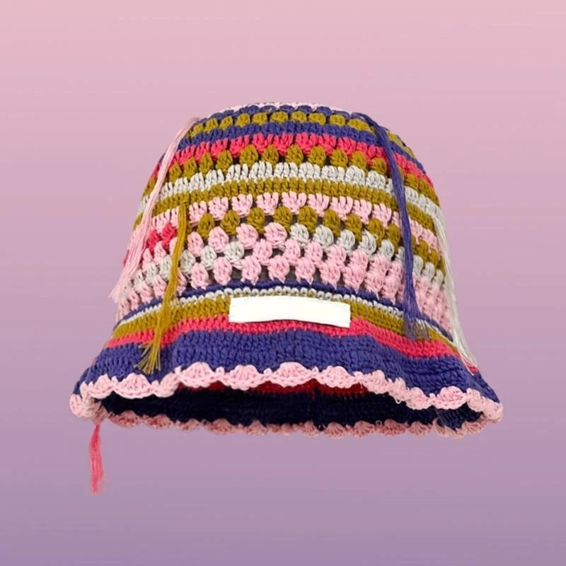 Lightweight Crochet Color Matching Girl Bucket Hat