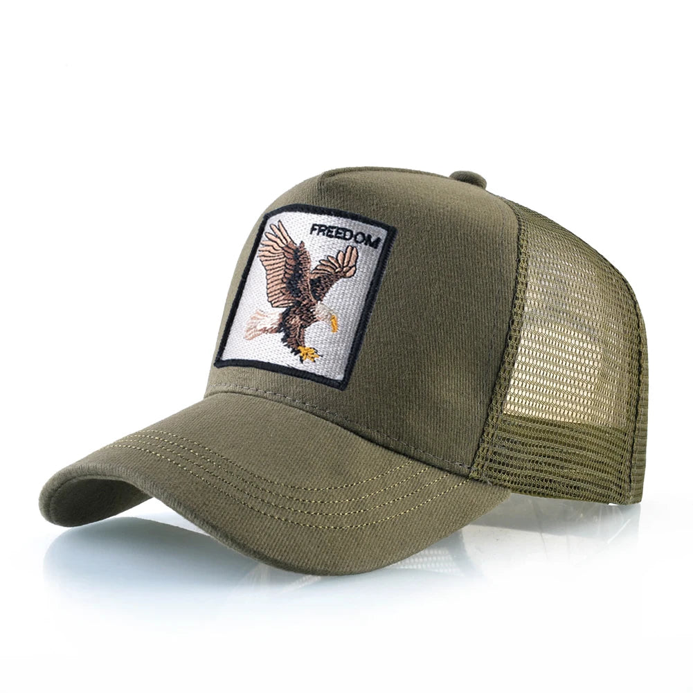 Fashion Trucker Caps With Embroidery Goat Patch
