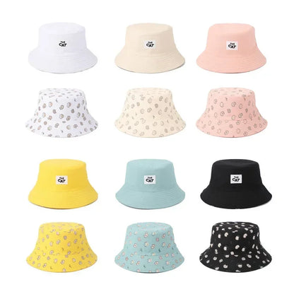 LDSLYJR Cartoon Cat Print Cotton Bucket Hat