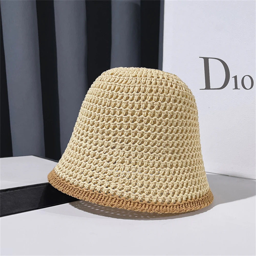 Japanese Style Simple Foldable Braid Women Bucket Hat