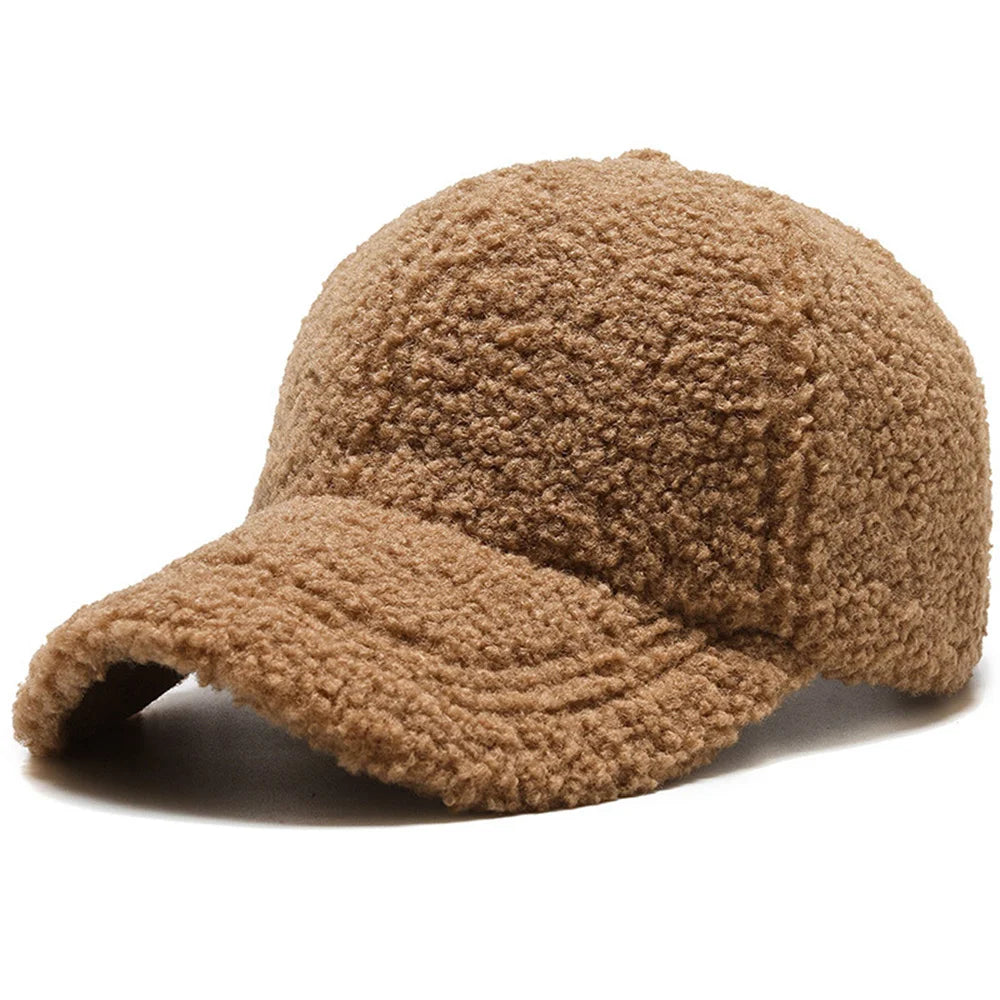 Autumn Winter Lamb Wool Plush Baseball Cap