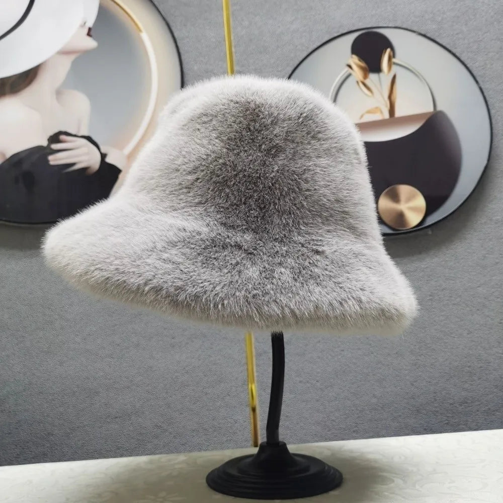 Windproof Fluffy Fur Winter Bucket Hat
