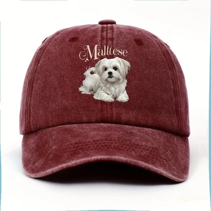 Maltese Dog Print Baseball Cap