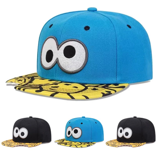 Unisex Eye Embroidery Flat Brim Hip Hop Baseball Cap