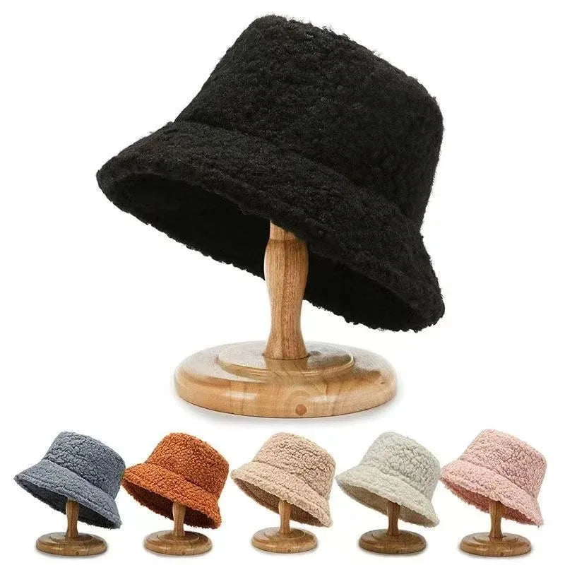 Harajuku Unisex Lamb Wool Bucket Hat