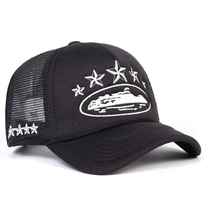 Unisex Five Star Embroidered Mesh Baseball Cap