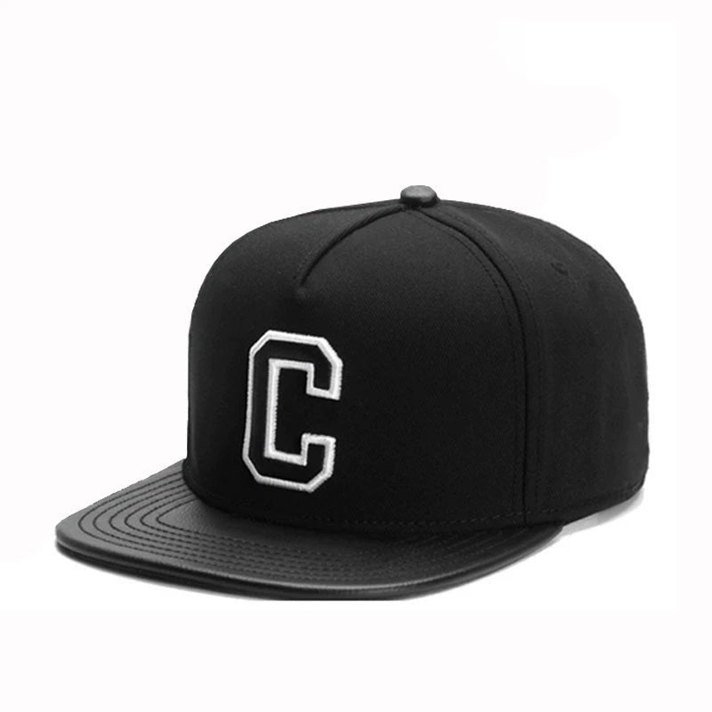 C Letter Embroidered Snapback Cap