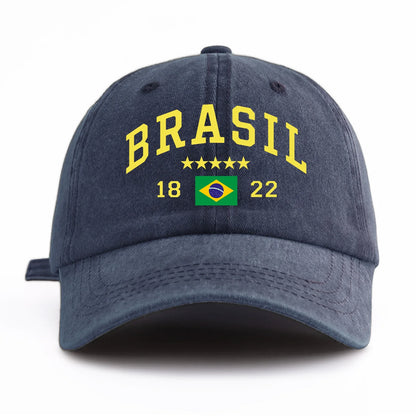 Brasil Print Washed Retro Baseball Cap
