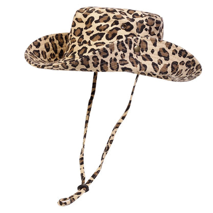 Leopard Print Wide Brim Bucket Hat Men