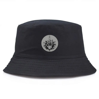 Unisex Hand Gesture Print Cotton Bucket Hat